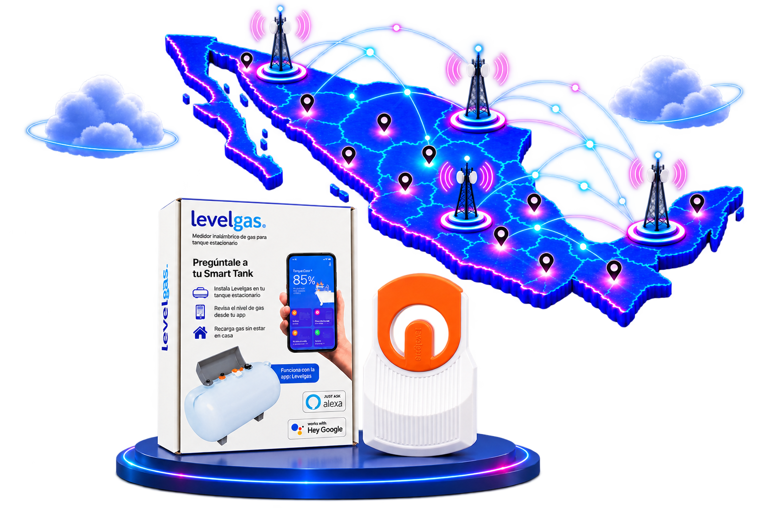 Ilustración de cobertura de Levelgas Sigfox