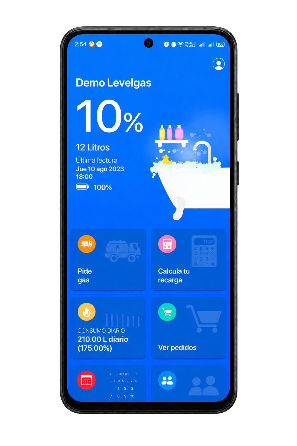 App Levelgas en teléfono
